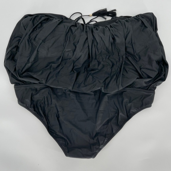 J. Crew Womens Draped Blouson One Piece Swimsuit Size 24 Black Floaty Fit Halter - Picture 3 of 13